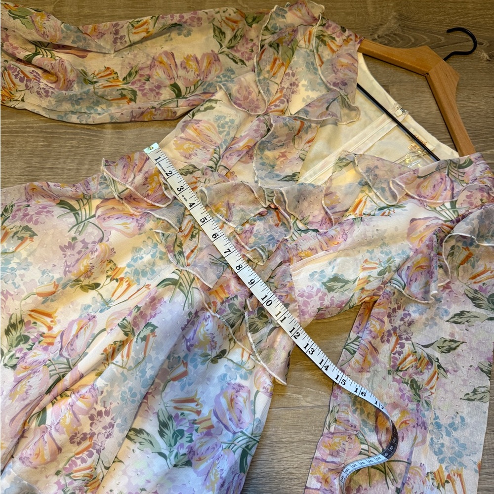 A.PEACH Floral Ruffle Long Sleeve romper - size S- NWT - Picture 8 of 10
